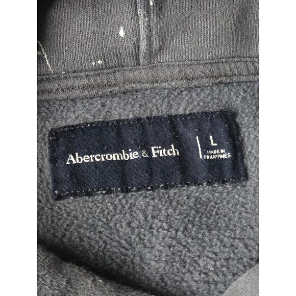 Abercrombie & Fitch Distressed PaintShop Splatter DarkGray Streetwear Hoodie L - Picture 7 of 8